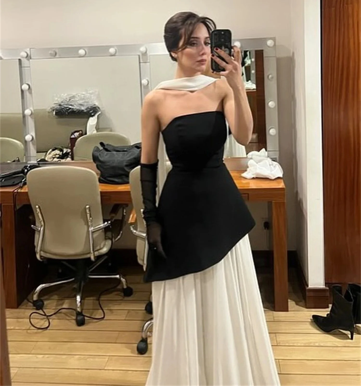 

Black Strapless Long Bespoke Occasion Gown Evening Dresses Pastrol Unisex Jersey Retro Dubai Saudi Arabic Israel Prom Customized
