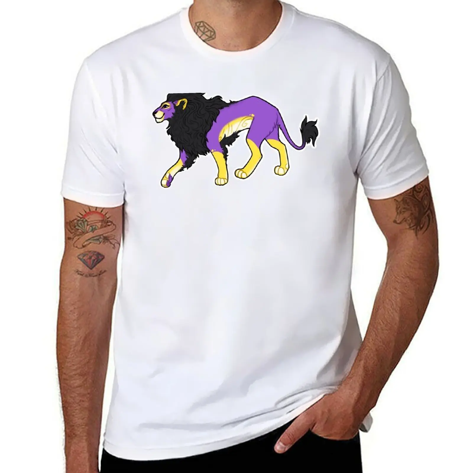 

nonbinary lion pride T-Shirt mens graphic t shirts man tshirt t shirts for man pack cotton T-Shirt