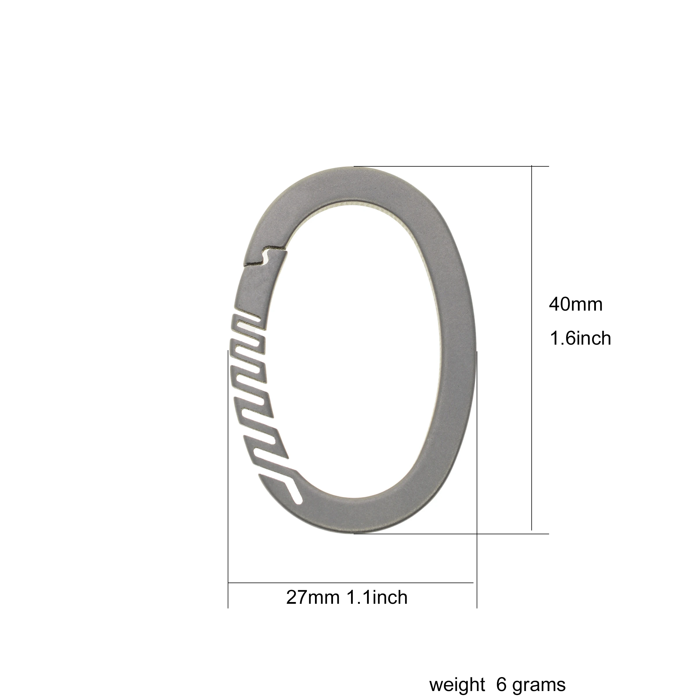 Unique simple light weight Ti titanium oval snap spring self Lock Carabiner Key ring Clasp Keychain FOB EDC house warming  gift