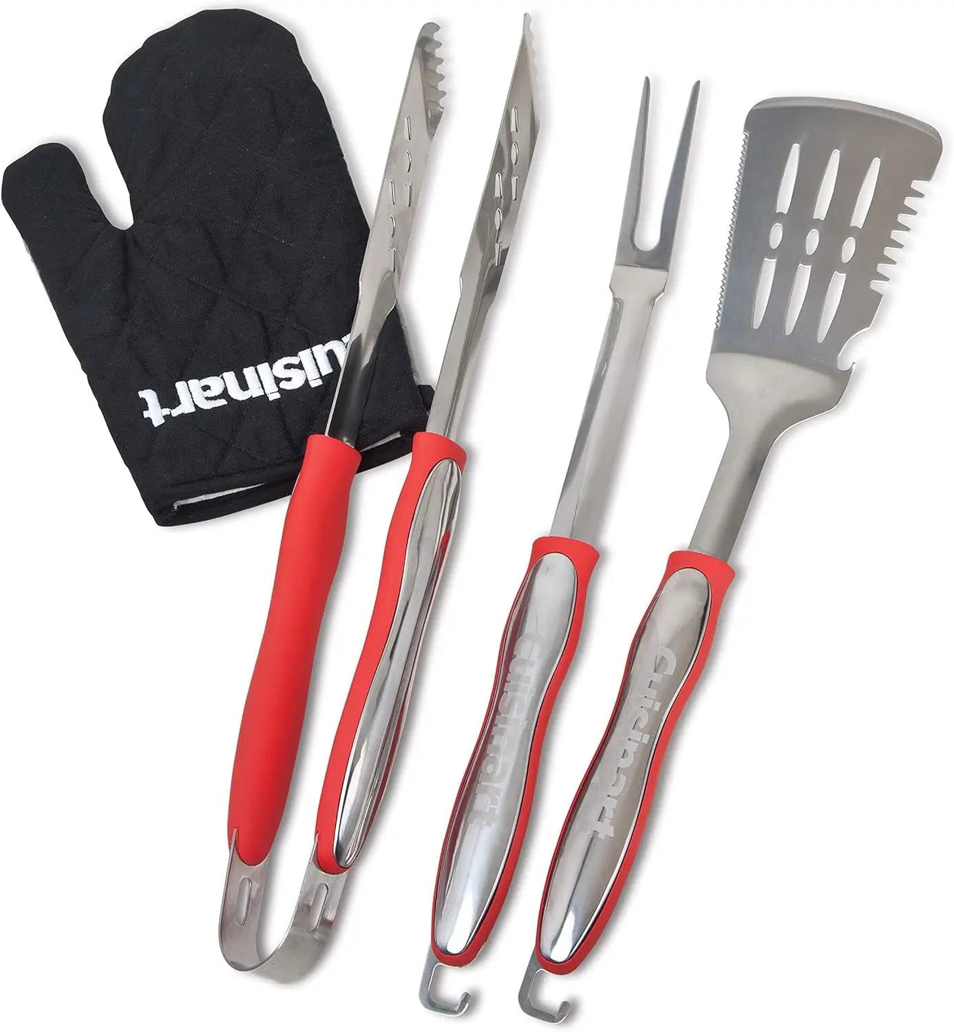 

3-Piece Grilling Tool Set with Heat-Resistant Glove, Red - Perfect for BBQ & Outdoor Cooking