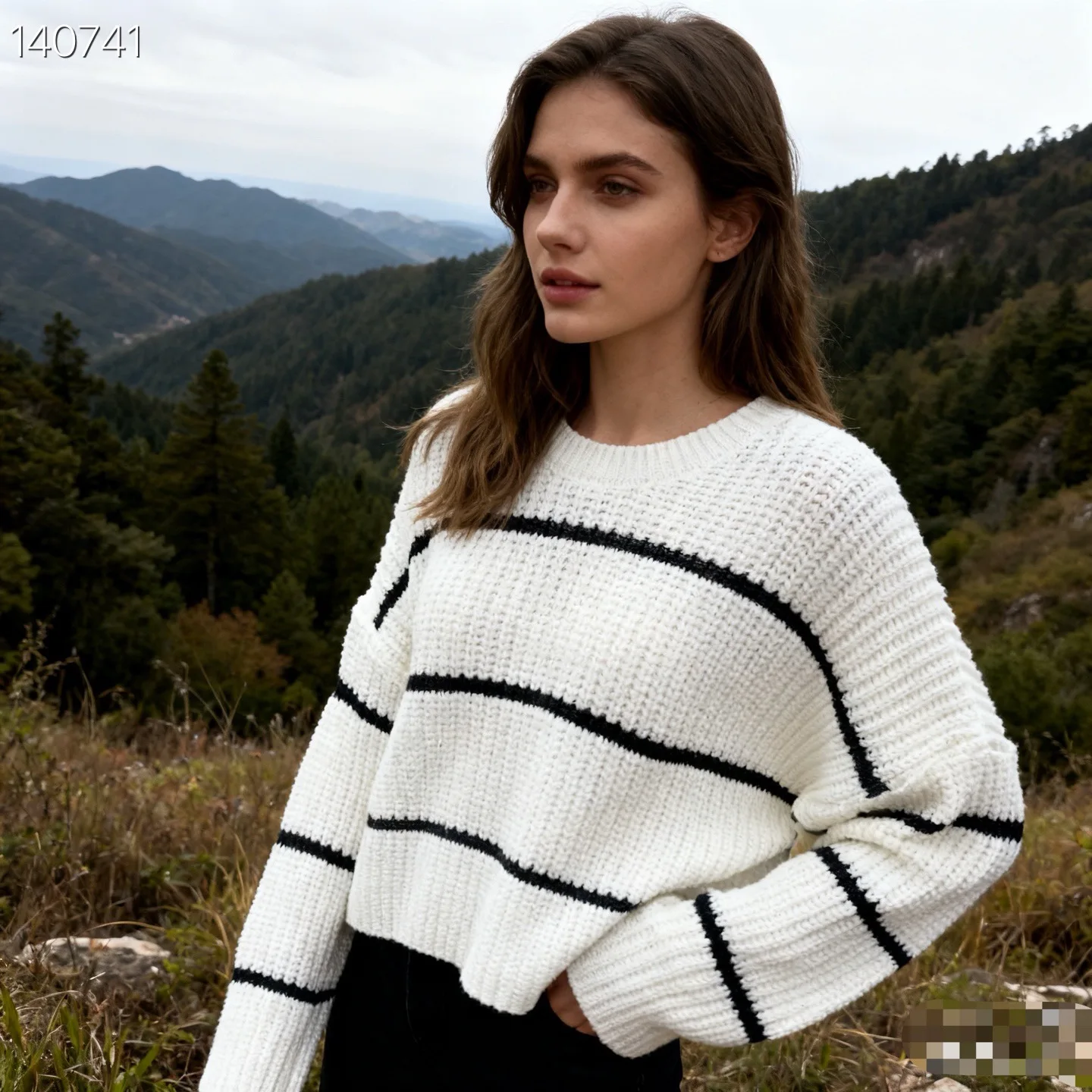 

Свободный крой, круглый трикотаж, женский свитер, удобный теплый полосатый узор, осенне-зимний повседневный топ