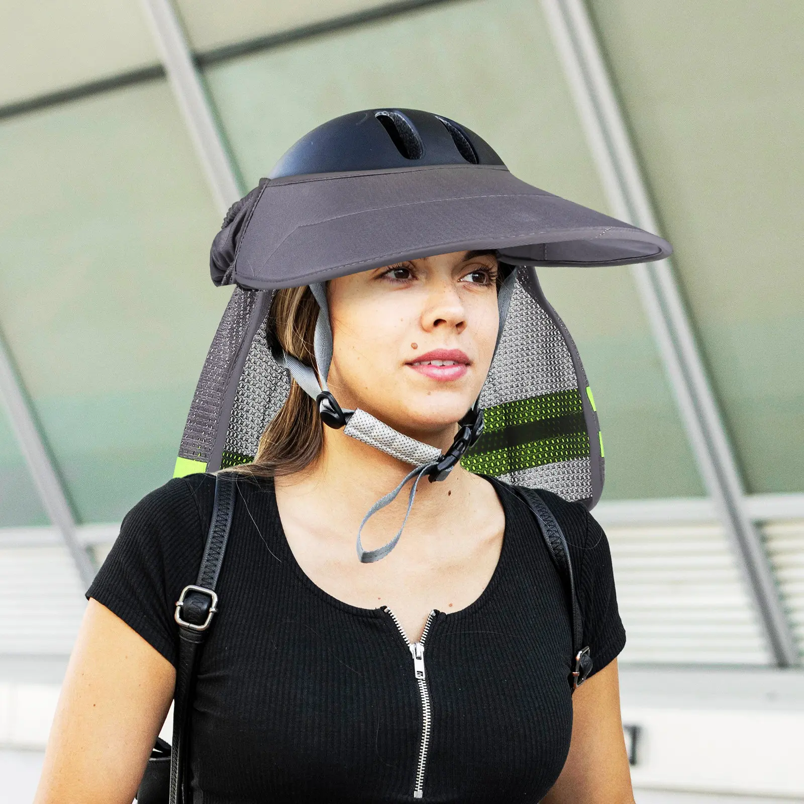 

Safety Sunshade Full Brim Foldable Sunshade Head Cover Breathable Mesh Visor Outdoor Construction Safety Sun Visor