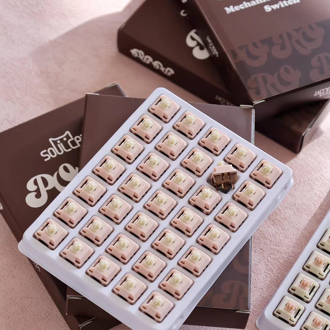 

Переключатель SOULCAT PORO, розовый, гладкий, маленький, каменный, HIFI, линейный, 37 г, 45 г, HMX, механический переключатель клавиатуры, заводская смазка