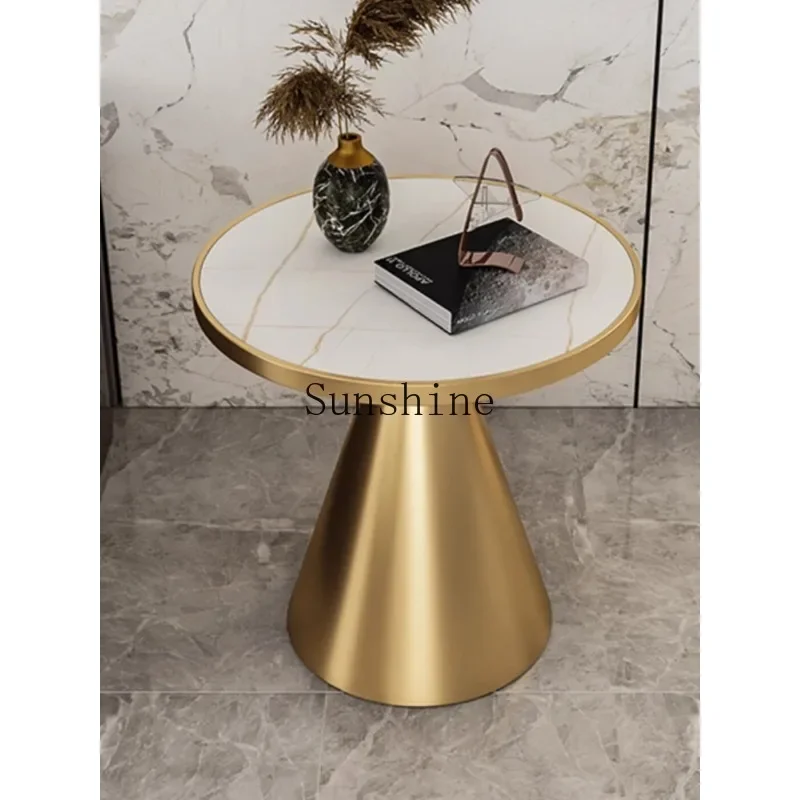 Light luxury corner few Internet celebrity rock slab Light luxury small coffee table balcony small round table sofa