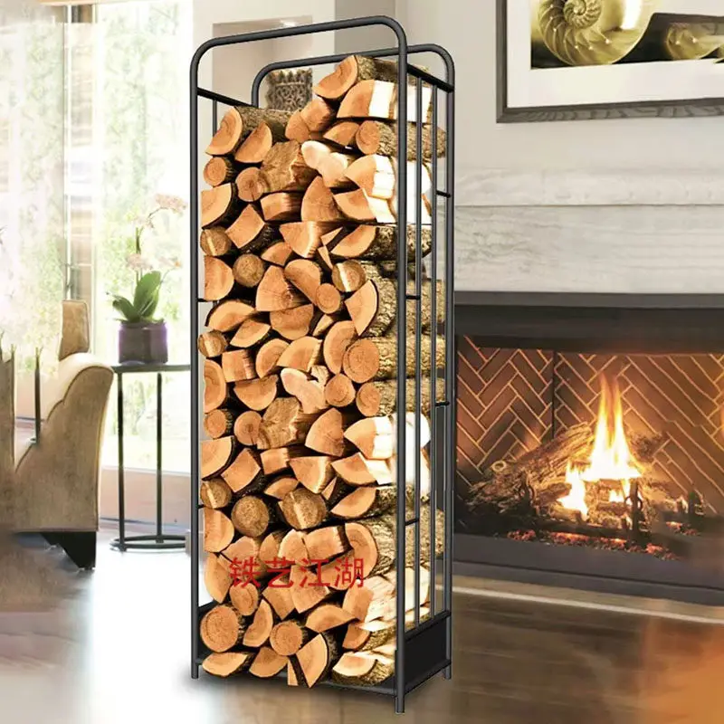 

European-style floor-to-ceiling wrought iron household firewood storage rack stable bed and breakfast firewood display new count