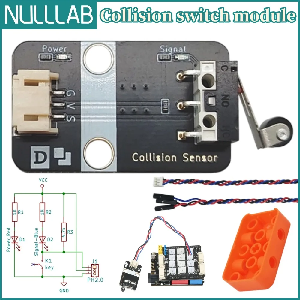 Collision Limit Switch Module Low Level Signal Output When Triggered, Building Block Shell with PH2.0 Interface for Arduino ESP3
