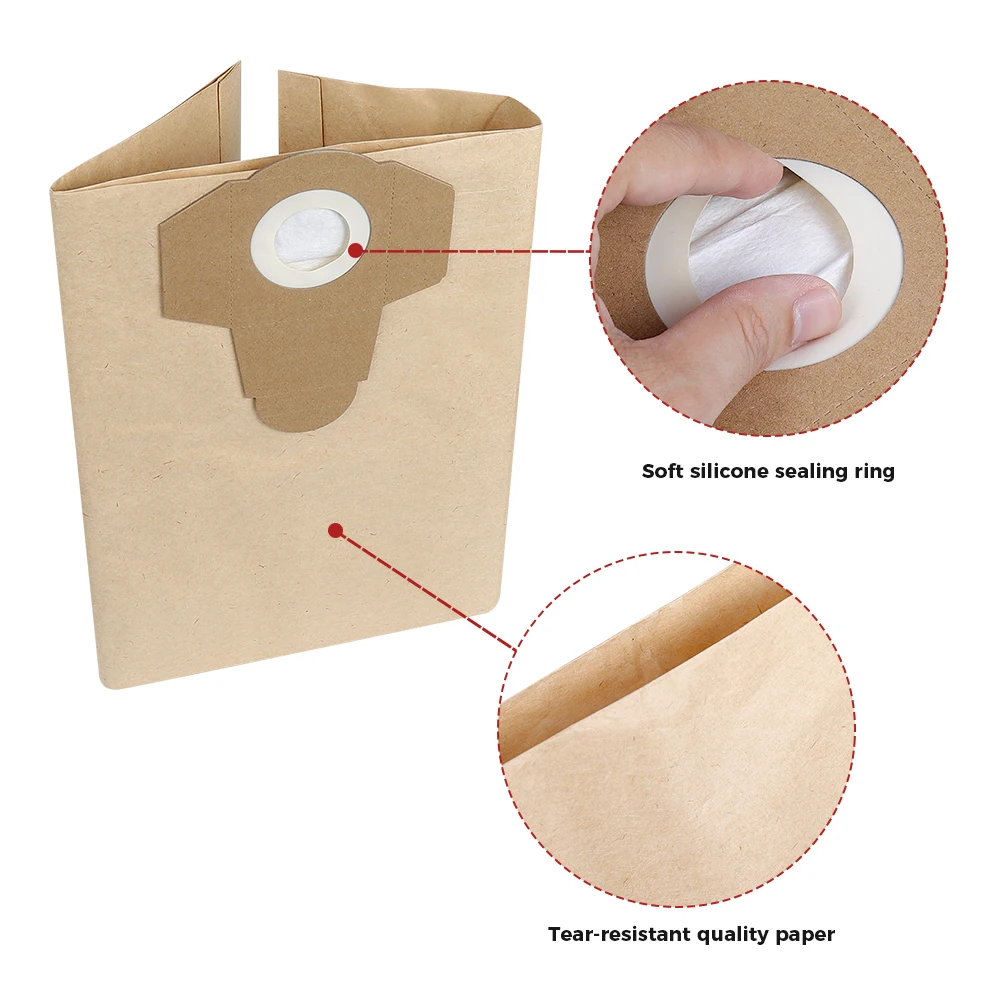 5/10 PCS 20L 30L Dust Collection Bag For Einhell BT-VC1250S/BT-VC1250/TC-VC 18/20 Li S-Solo Wet And Dry Vacuum Filter Bag image 5