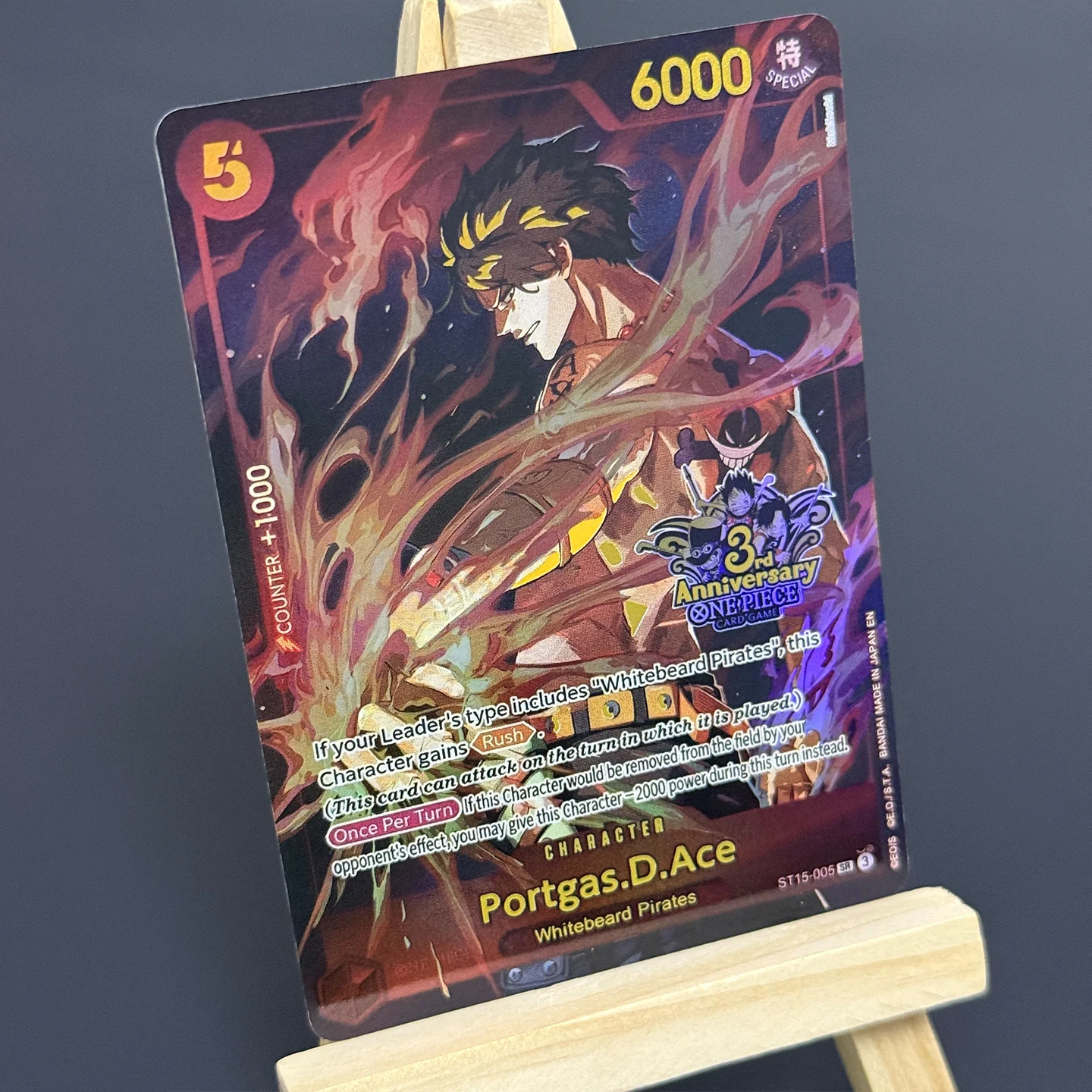 One Piece TCG OPCG English Portgas.D.Ace SR Collection Card Promotional Card 3rd Anniversary Set ST15-005 Foil Card One Piece TC - view 4