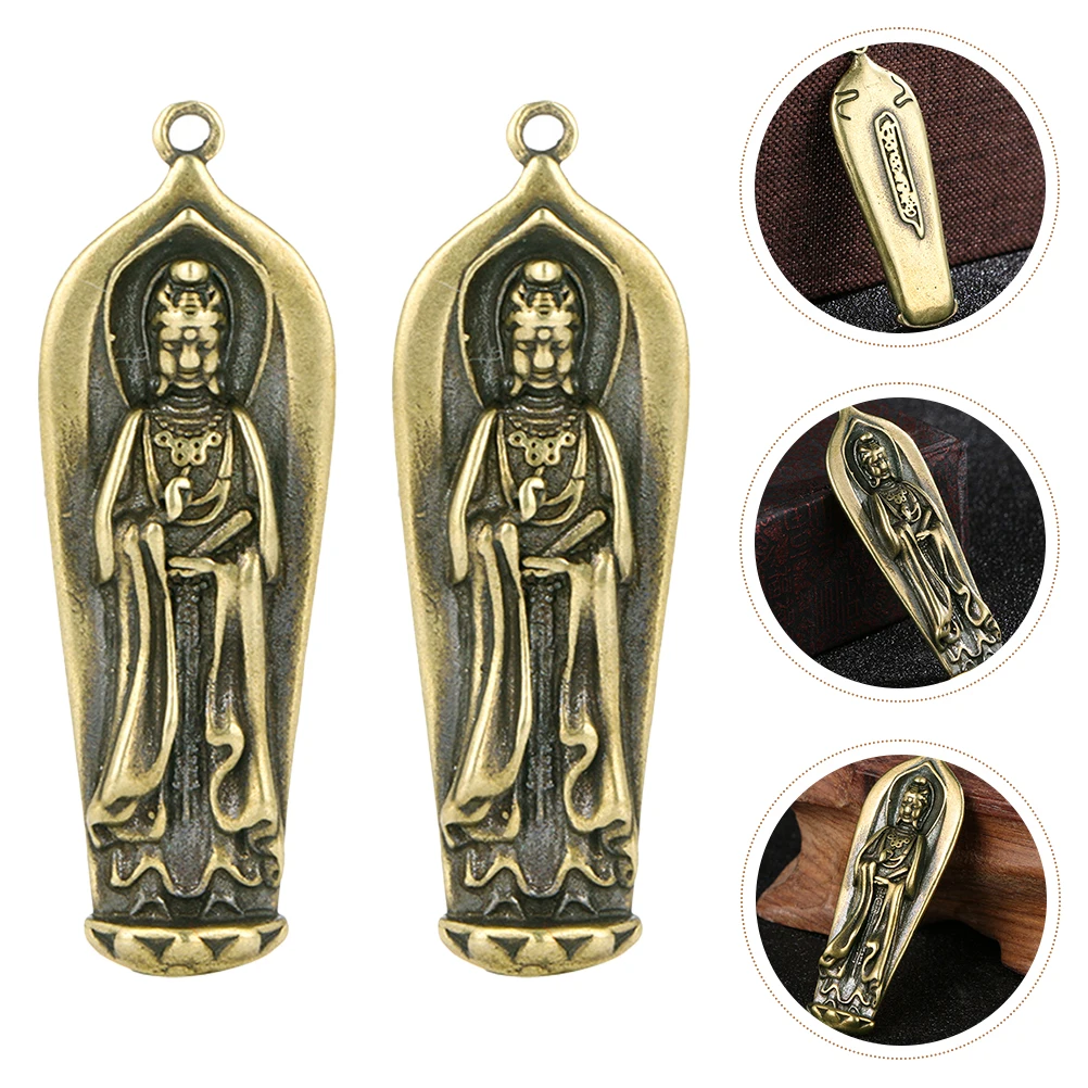 

2pcs Brass Diy Keychain Pendant Retro Guanyin Bodhisattva Hanging Tag Fine Craftsmanship Exquisite Detail Creative