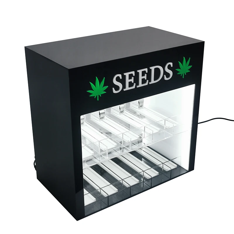 custom.Lighted Dispenser Counter Display Two Shelves Smoke Shop Puff Pusher Display Rack
