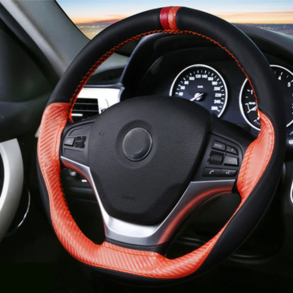 

Cross-bordermanufacturerswholesalehand-sewn car steering wheelcovercarbonfiber steering wheelcovergeneral-purposecarhandle cover