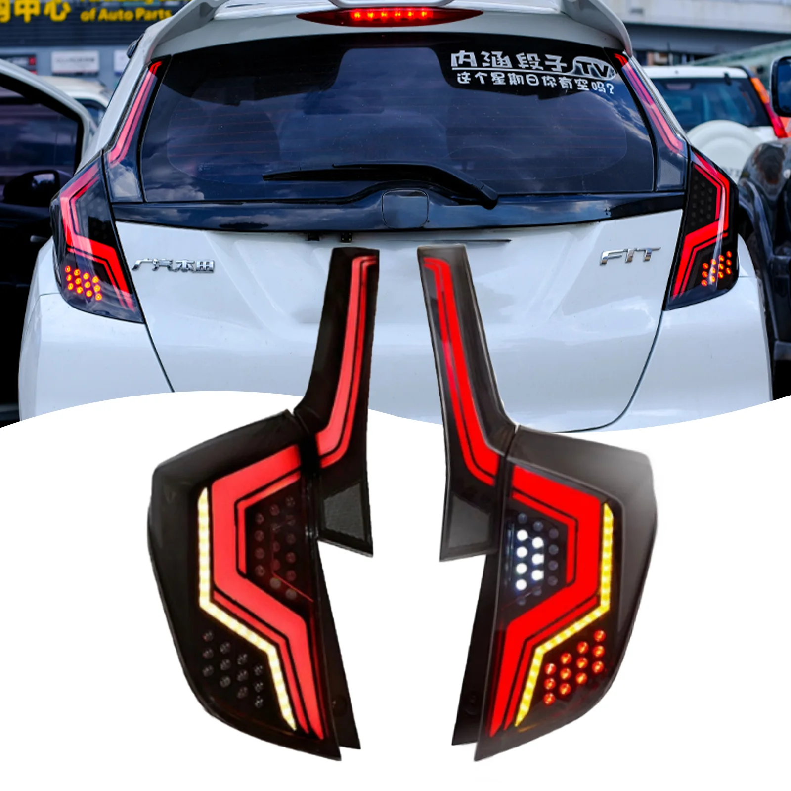 

Автомобильные задние фонари для Honda JAZZ FIT 2014 2015 2016 2017, анимационные задние фонари, задние фонари в сборе
