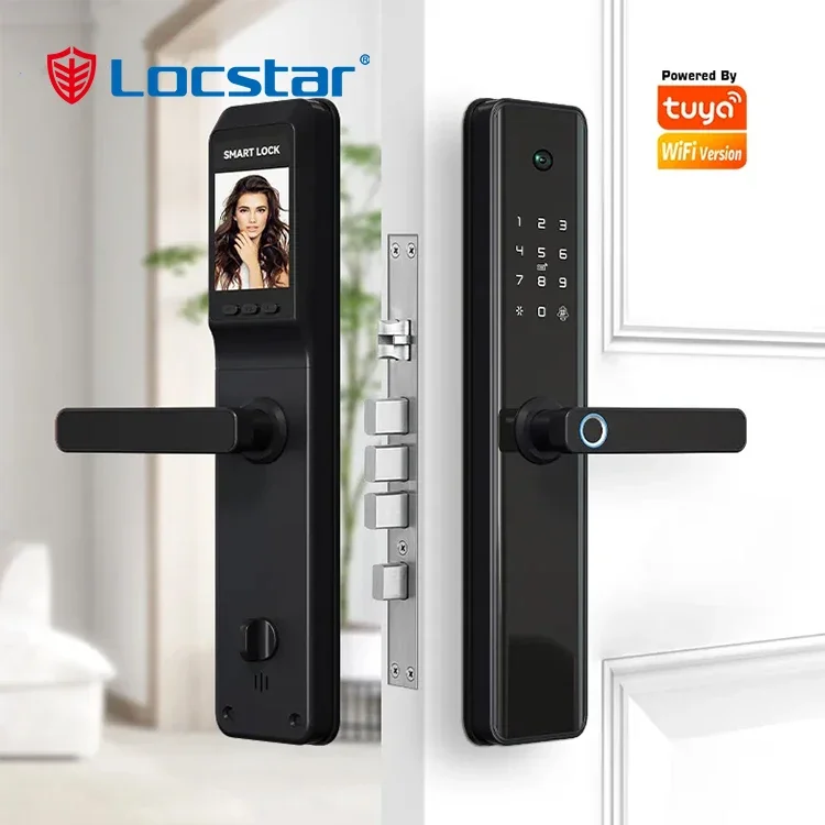 Locstar Cat Eye Remote Video Card Unlocked Home Connect Tuya Wifi App Fingerprint Gate Digital Smart Lock With Camera