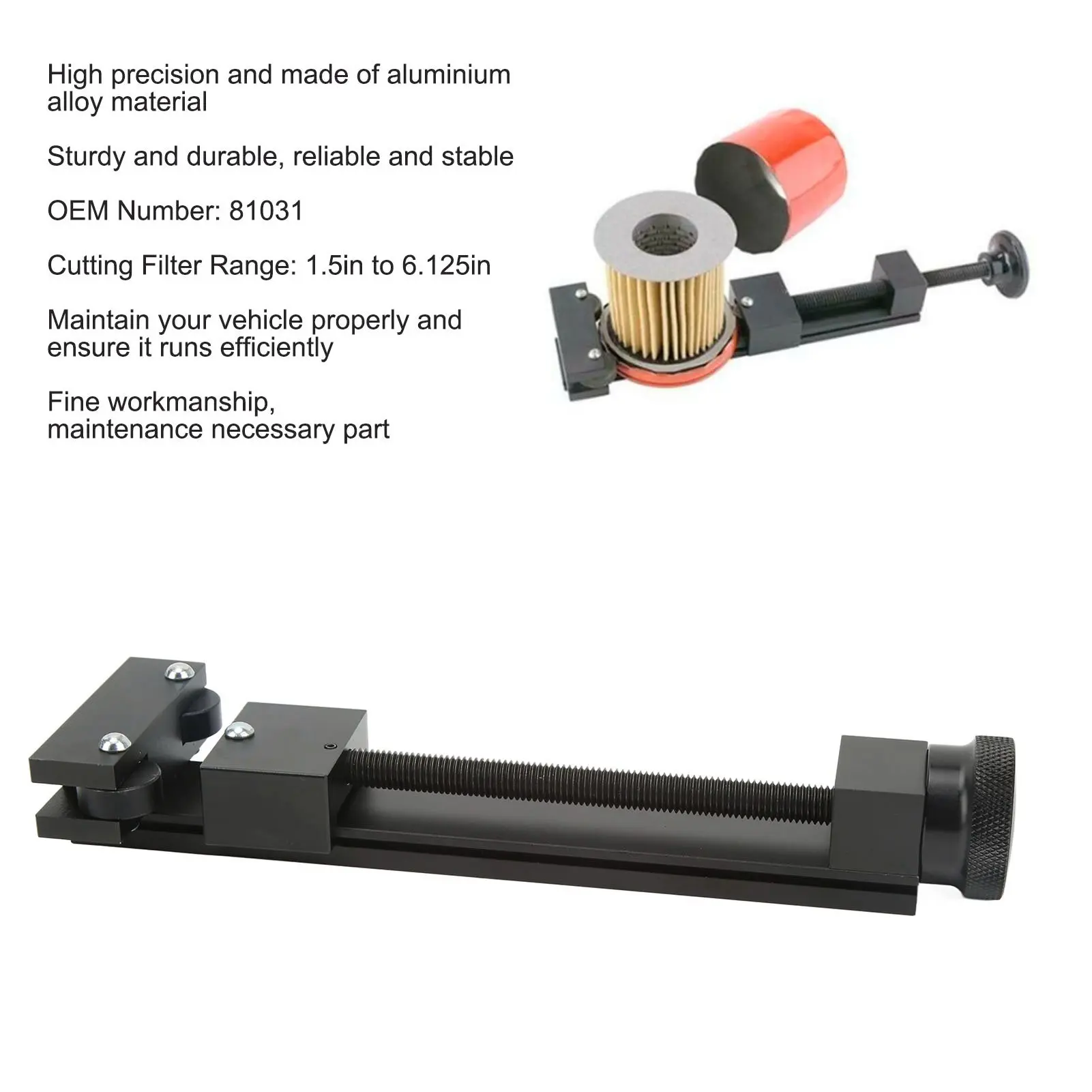 

81031 Резак масляного фильтра 81031 Черный, подходит для резака масляного фильтра от 1,5 до 6,125 дюйма Инструмент для проверки резака масляного фильтра двигателя