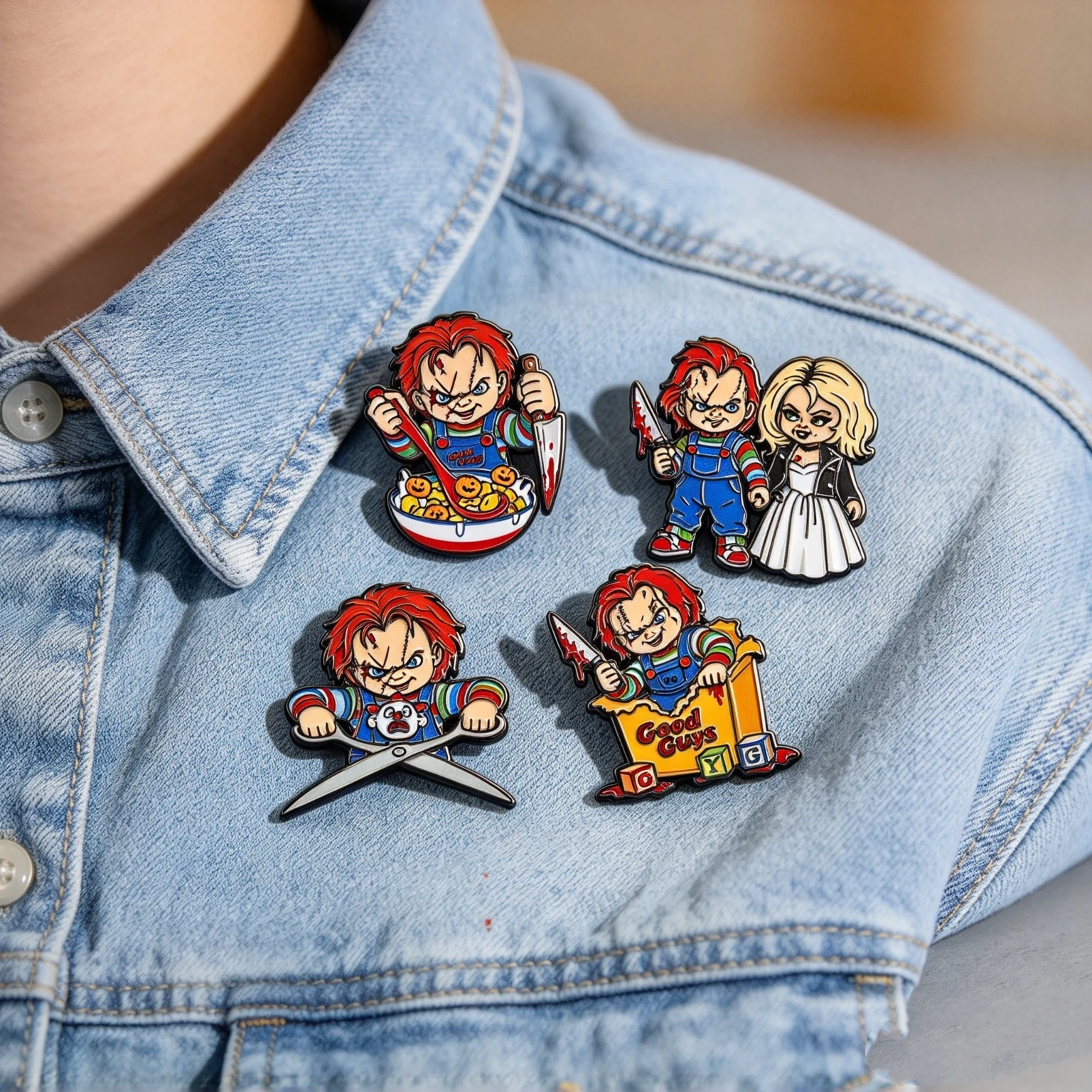 9-teiliges Set mit niedlichen, gemischten Cartoon-Metall-Emaille-Anstecknadeln, trendigen Charakter-Monster-Abzeichen, dekorativen Broschen für Rucksack und Kleidung – Detail 5