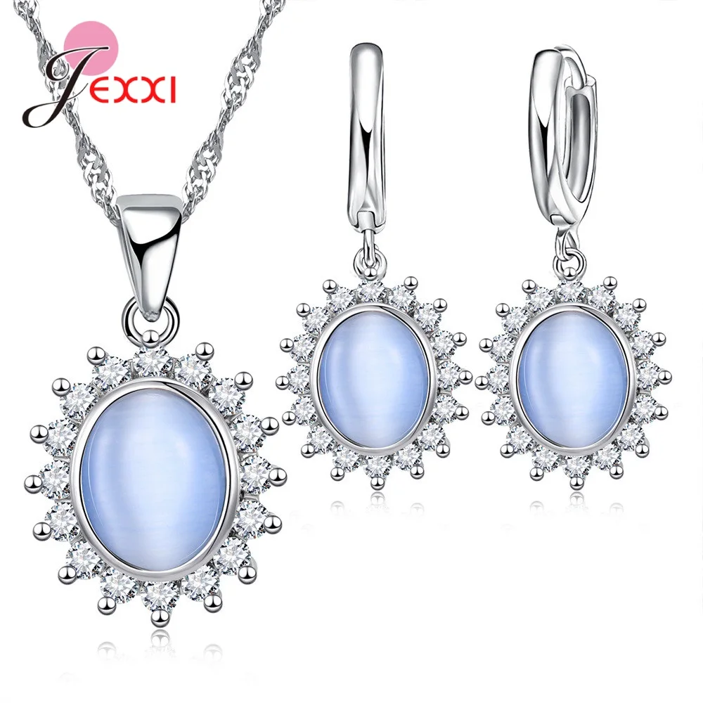 New Fashion 925 Sterling Silver Flower Pendant Jewelry Sets Hot Sale Women Girls Earrings Necklaces For Wedding Engagement Party