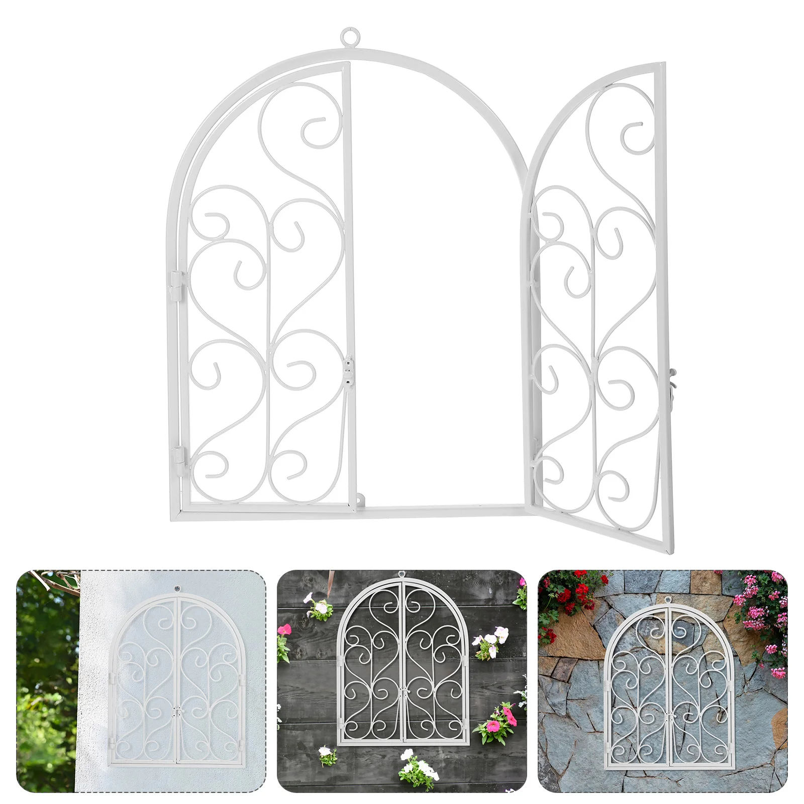 

Rustic Faux Window Iron Art Wall Decor Arched Window Frame Farmhouse Vintage Indoor Garden Outdoor Entryway Wall Art 14.8x11.8