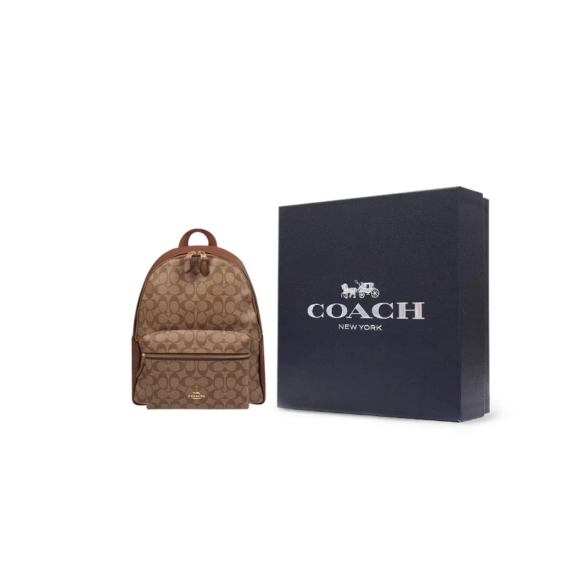 COACH Charlie Coated Canvas Backpack Women's Khaki 58314-IME74