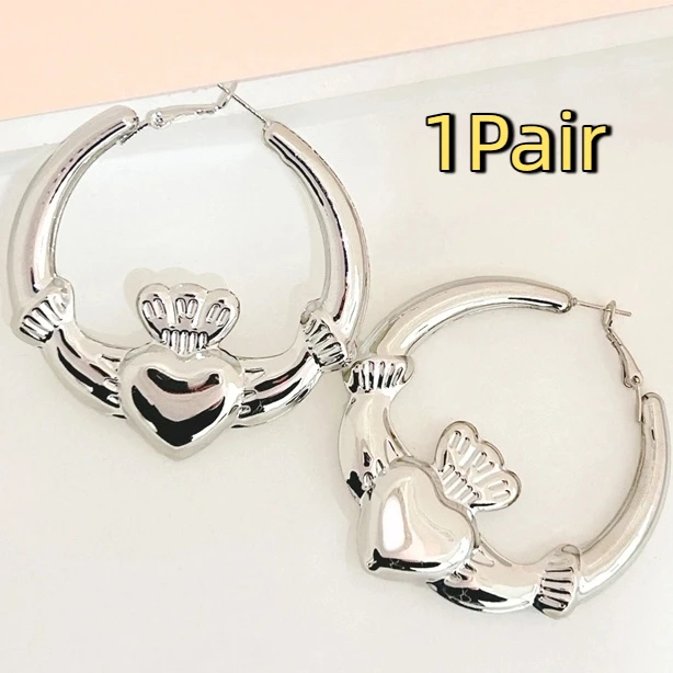 Boucles d'oreilles simples à la mode, accessoires de bijoux, cadeaux de saint-valentin, 1 paire de boucles d'oreilles en forme de cœur à sens avancé pour femmes et filles