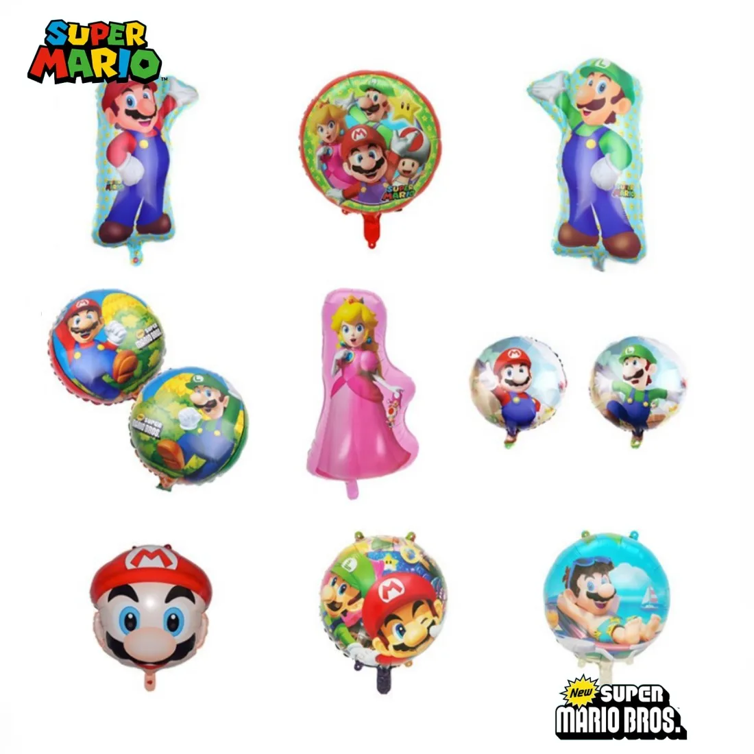 

New Super Mario Bros Shaped Balloon Cute Cartoon Game Character Luigi Yoshi Princess Peach Balloon Birthday Party Decoration