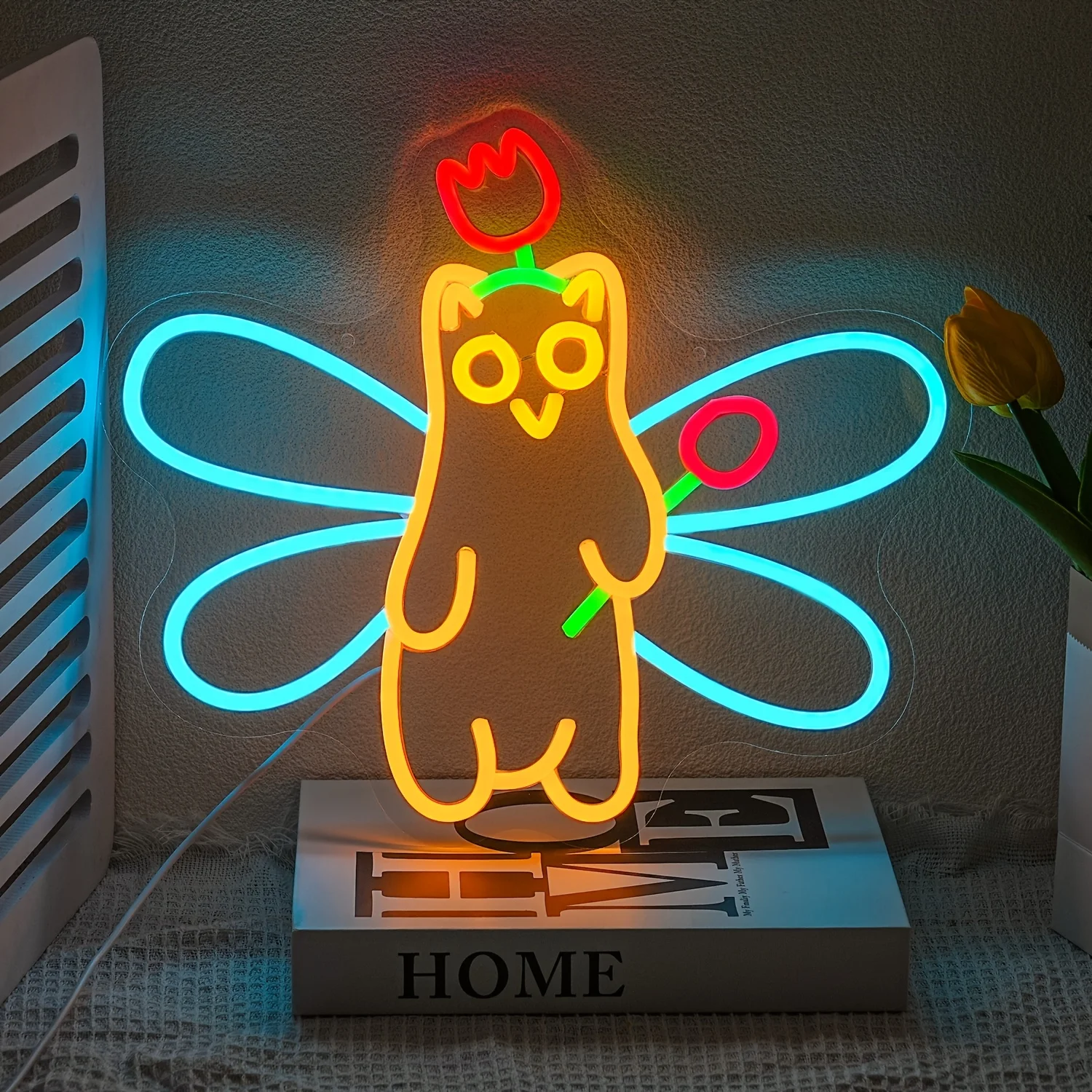 

Cute Angel Cat Neon Light LED Neon Sign USB Dimmable for Home Bedroom Pet Decor Cheistmas Birthday Gifts for Boys Girls