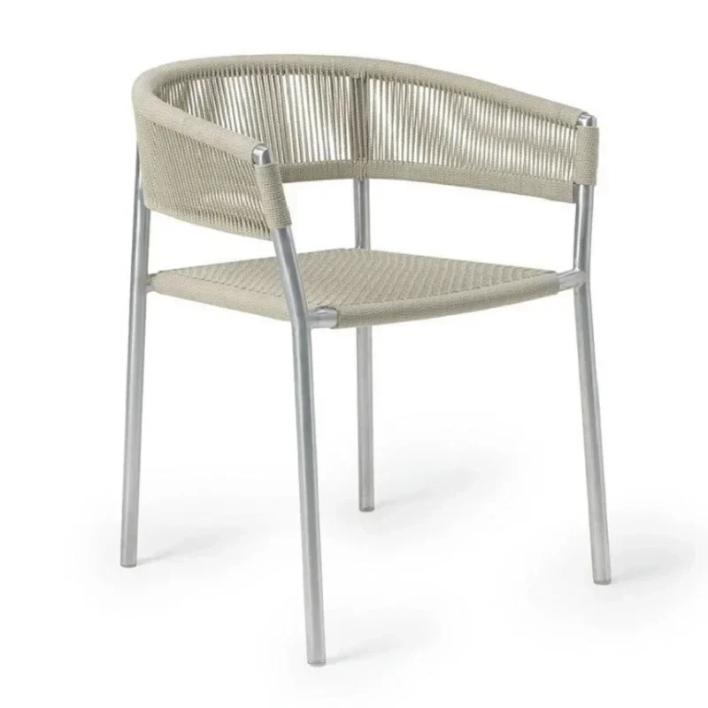 Nordic Dining Chair Outdoor Solid Wood Rattan Leisure Balcony Minimalist Modern Armchair Furniture Terrace Woven Designer