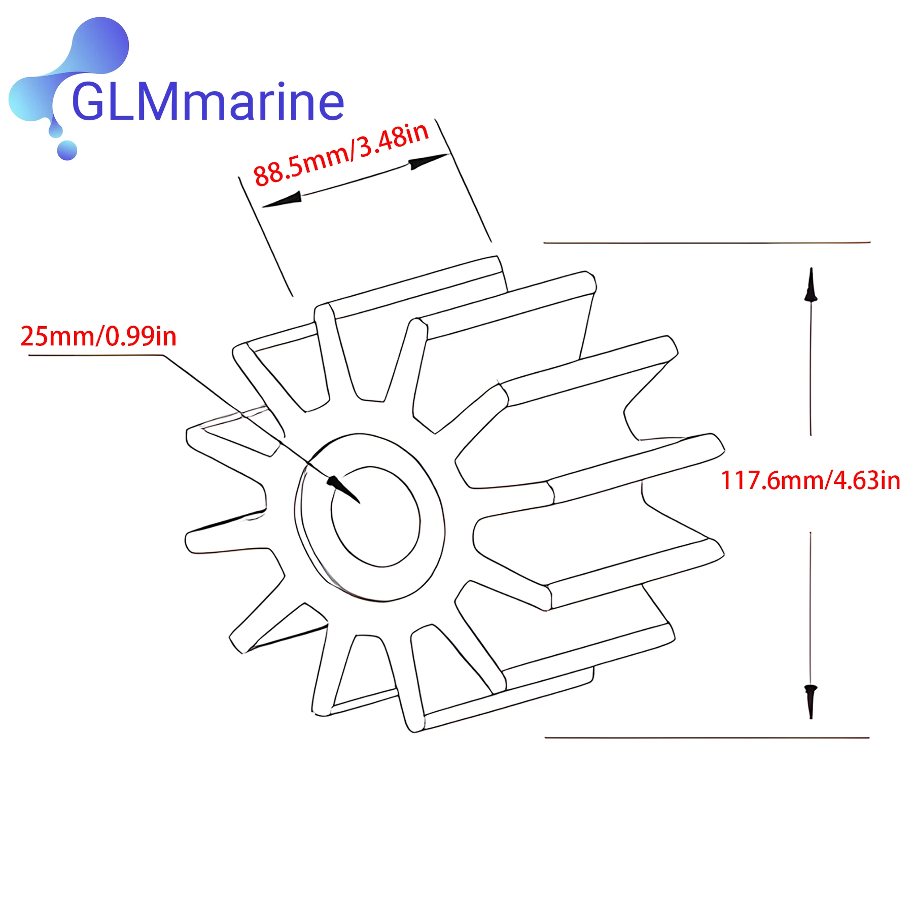 18789-0001 Boat Motor Flexible Impeller Compatible with Jabsco 17240-0001 Replacement JMP 9001 CEF 500144 Sea Water Pump