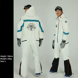 2025 Outdoor Warm Women Snow Jumpsuits Winter Men One-piece Ski Suits Hooded Male Snowboard Overall Windproof Mountain Clothes