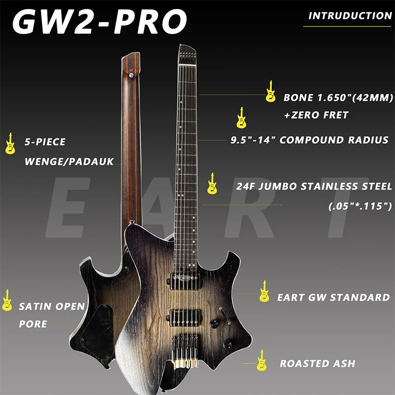 EART Guitars GW2-PRO modern headless electric guitar - AliExpress 18
