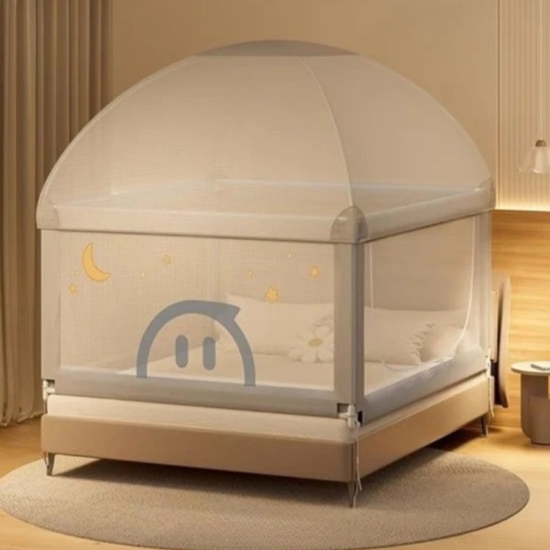 Portable Foldable Mosquito Net Yurt Adjustable Height Mosquito Net Anti-drop Bed Railings Double Door Kid Netting Tent HQ113