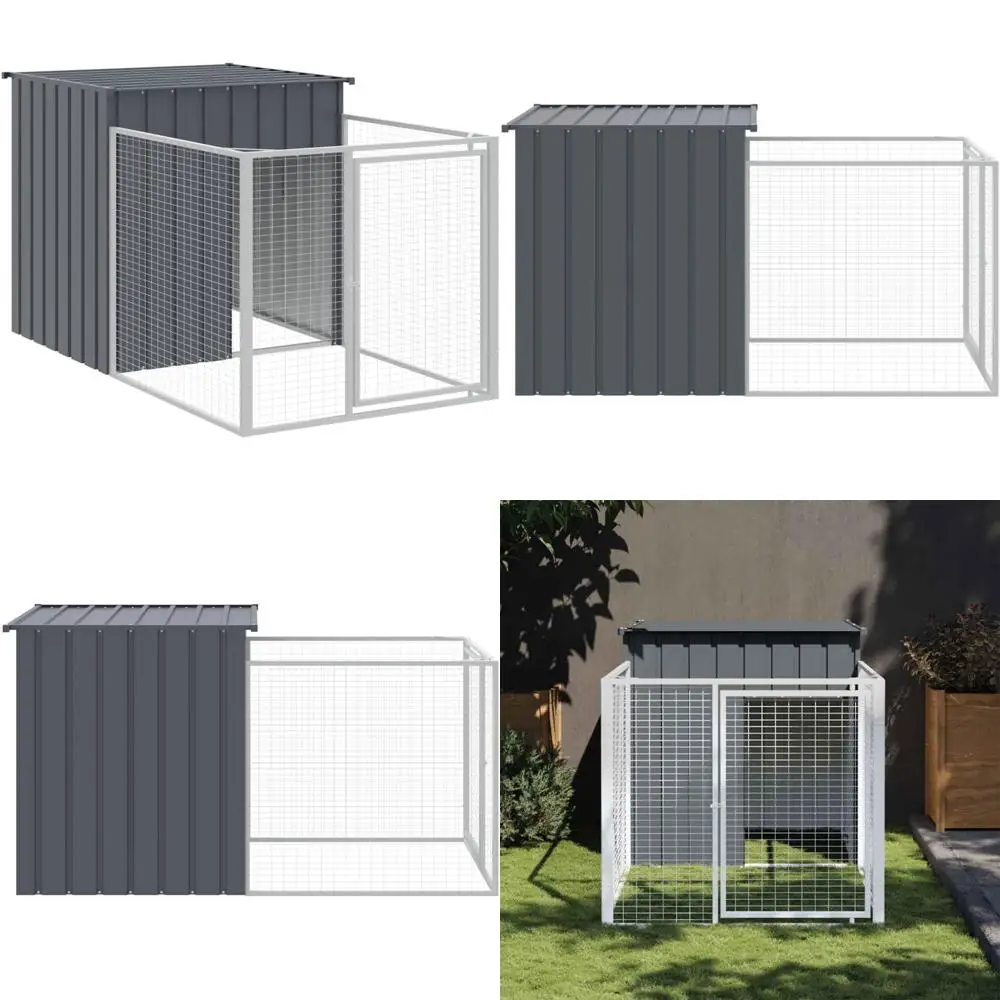 

Домик для собак Extended Run — антрацитовая оцинкованная сталь, просторная и вентилируемая сетка для удобной гостиной на открытом воздухе