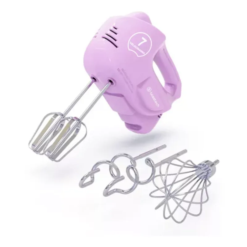 M2 7-Speed 200 Watt Pink Hand Mixer & Frother for Cooking Prep