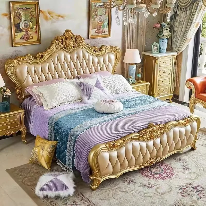 

Wood Modern Double Bed Frame Waterproof Platform Headboards Bedroom Double Bed Bases Full Size Camas Matrimoniales Furniture