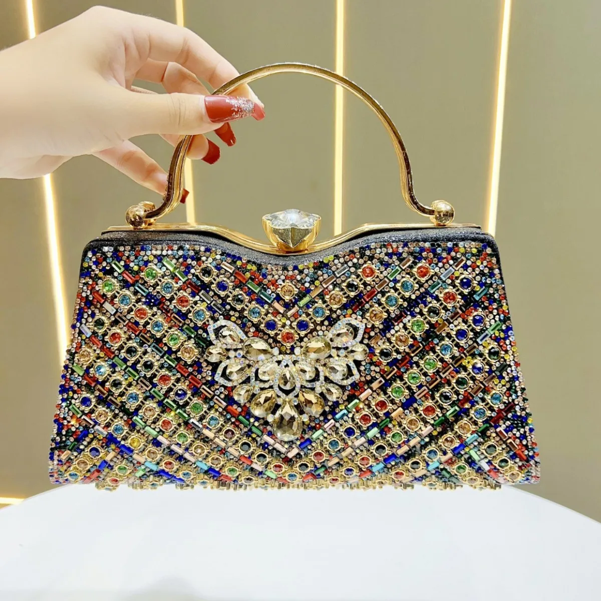 

Women Diamonds Evening Bag For Women Delicate Colorful Tote Bag High-end Wedding Wallet Shoulder Bags Phone Bags