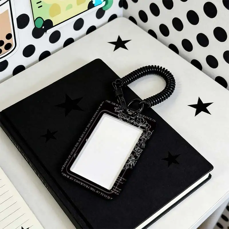 Card Holder for Stretchable Spring Cord Kpop Photocard Holder Photo Protector Student Bus/Meal Card Protection Case