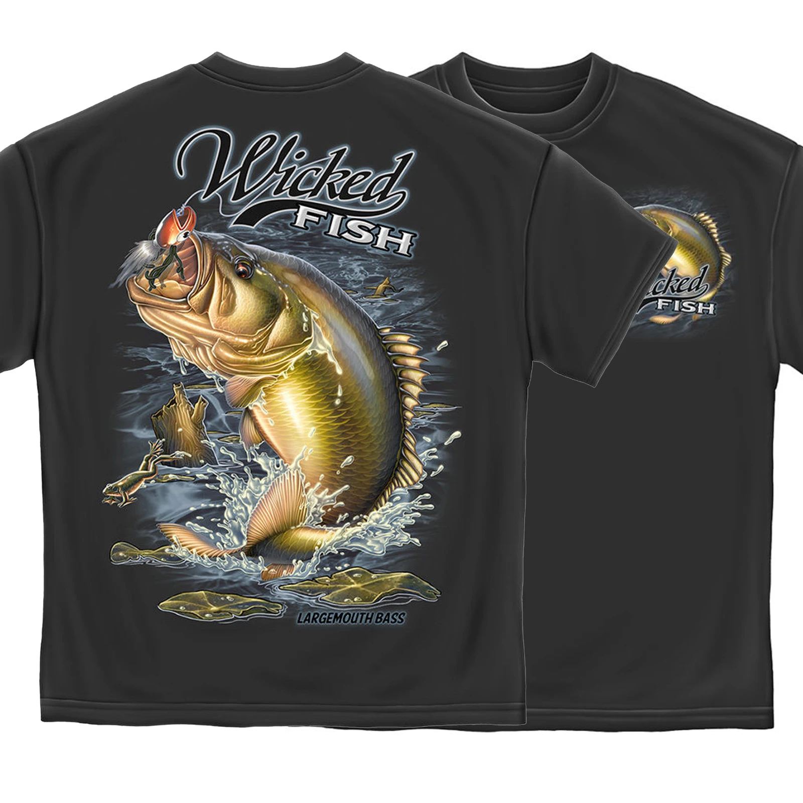 Jump Frog Popper Largemouth Bass Fishing Fashion Fisherman Angler Gift T-Shirt. Summer Cotton O-Neck Short Sleeve Mens T Shirt