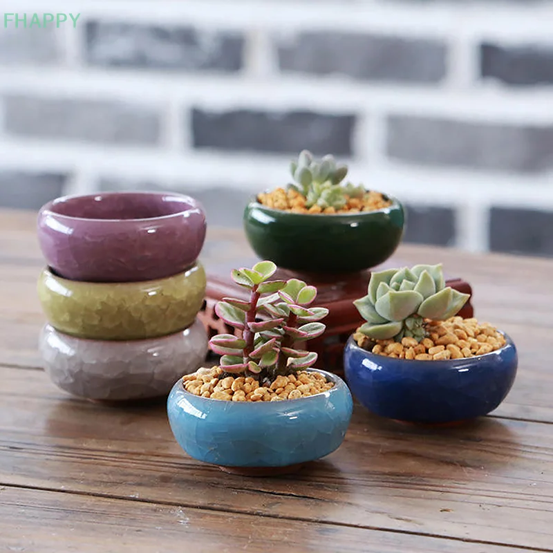 Cute Ice-Crack Glaze Flower Ceramics Succulent Planter Mini Plant Pot Garden Flowerpot For Home Office Decor Plant Pot