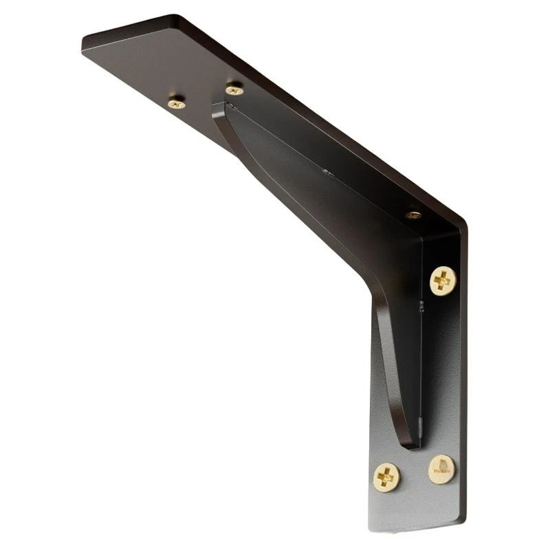 Cold-rolled steel thickened triangular wall-mounted cantilever bracket with widened unibody design for fixed shelf support