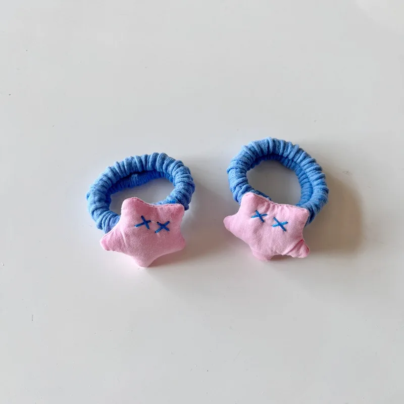 

Plush 3D Star Elastic Hair Scrunchies Padded Fabric Soft Ponytail Bubble Bun Bands Cute Sweet Girls Kids Headwear Gift