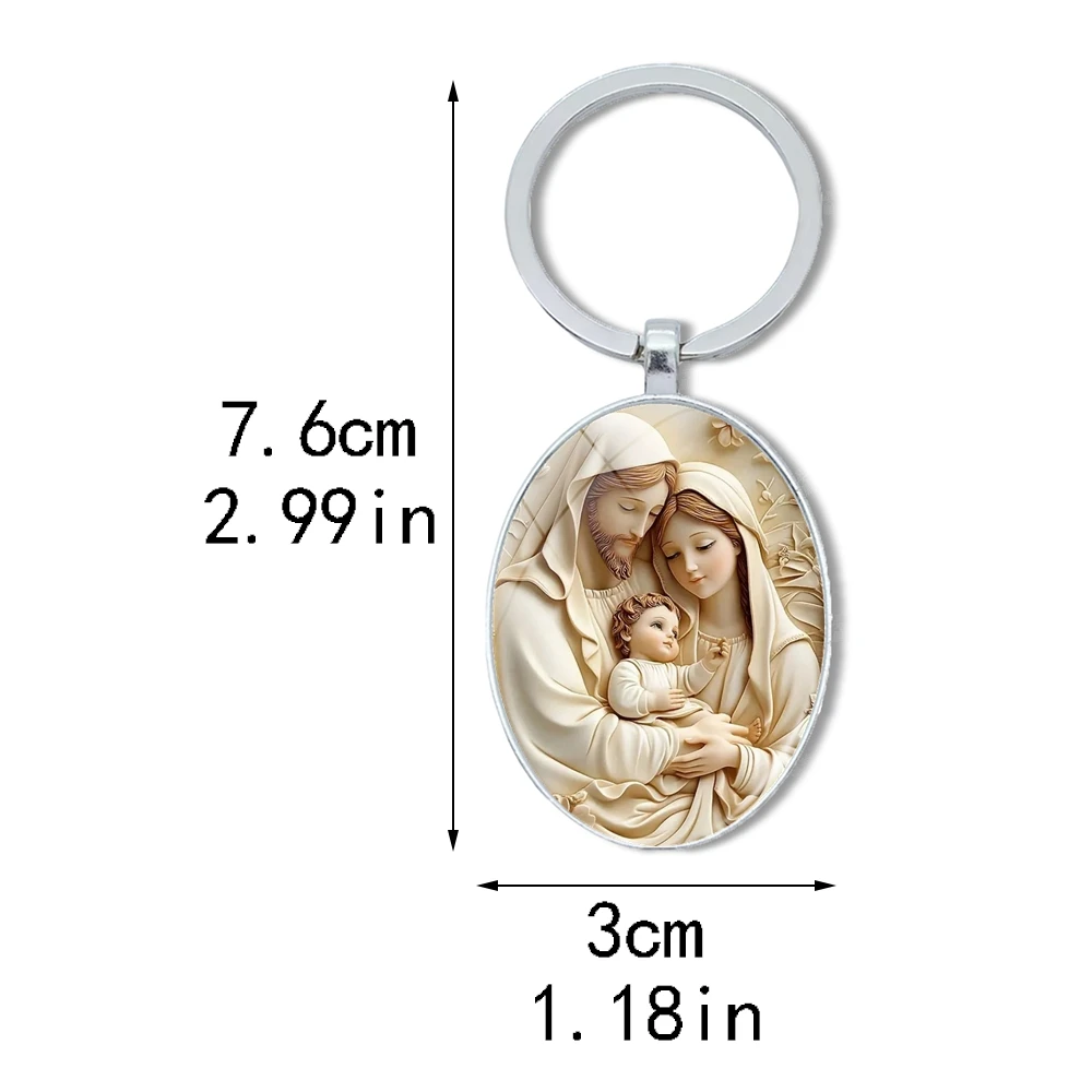 1pc Retro Virgin Mary Alloy Keychain - Religious Time Gem Pendant Suitable for Car Keys and Backpack Pendant Gift image 3