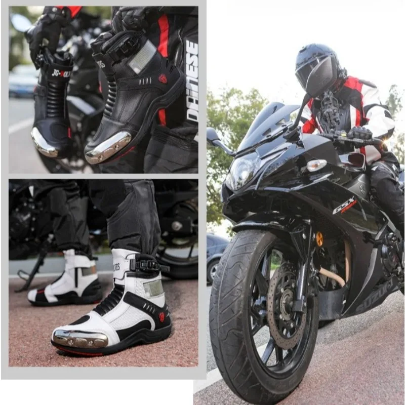 New Motorcycle Riding Boots Handsome LED Lights Four Seasons Commuting Anti-scratch Wear-resistant Equipment Moto Travel Shoes