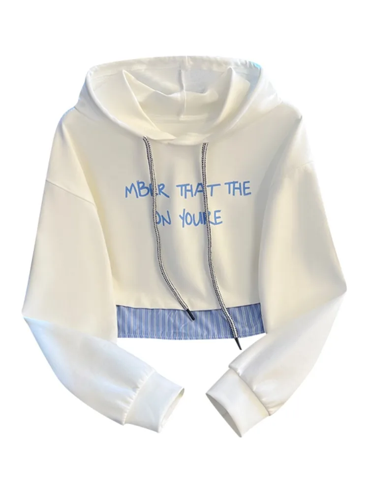 여성용 오르트 후디 스트라이프 패치워크 코튼 폴리에스터 혼방 긴 소매 루즈핏 초가을 패션 오리지널 디자인