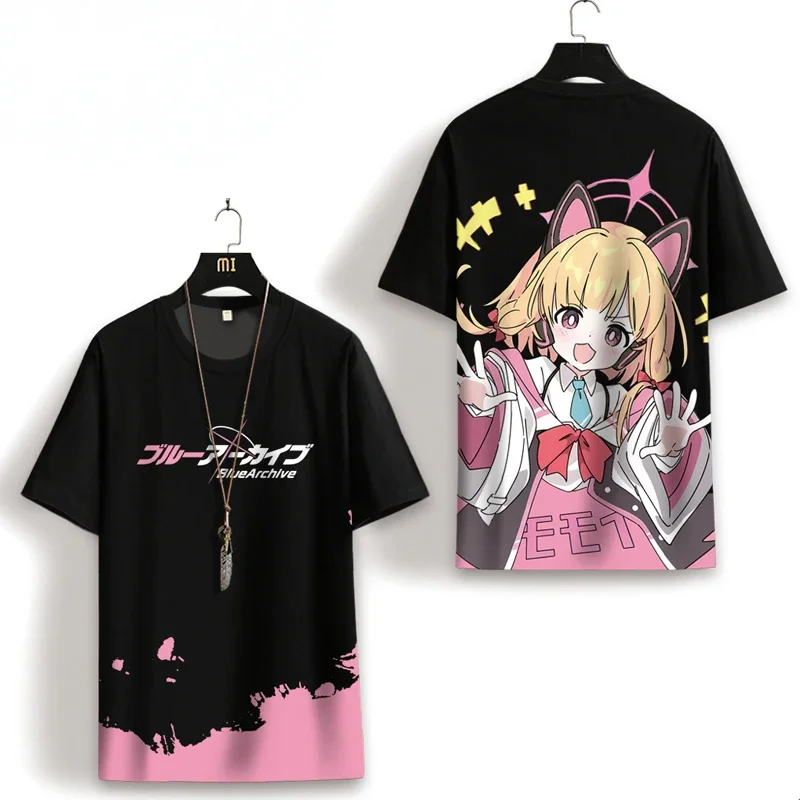 남성과 여성을 위한 여름 반팔 티셔츠 2차원 코스프레 디자인의 네이비 블루 가족 의상과 어울리는 디자인