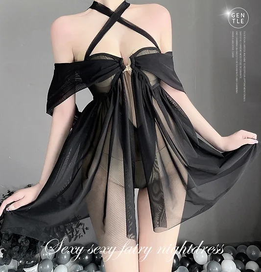 New Sexy Lace Transparent Ruffles Robe Women Lingerie See-through Babydolls Underwear Sleepwear Night Dress  Clothes view 6