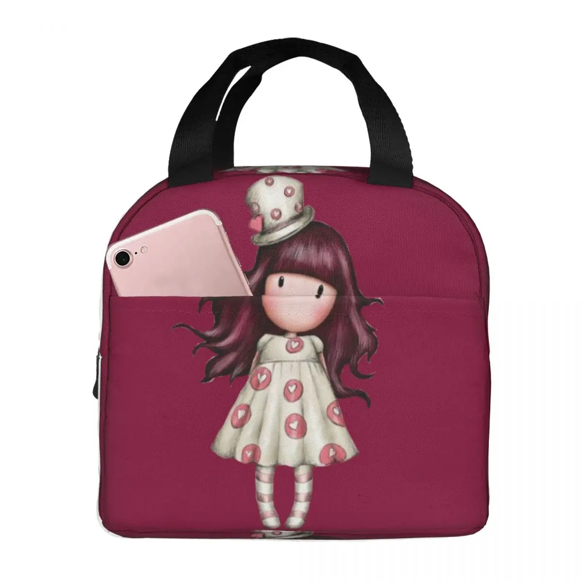 Gorjuss Santoro, Bolsas de almuerzo con sombrero, caja Bento aislada, bolsa de almuerzo portátil, bolsa térmica más fresca reutilizable para mujer, niños, oficina