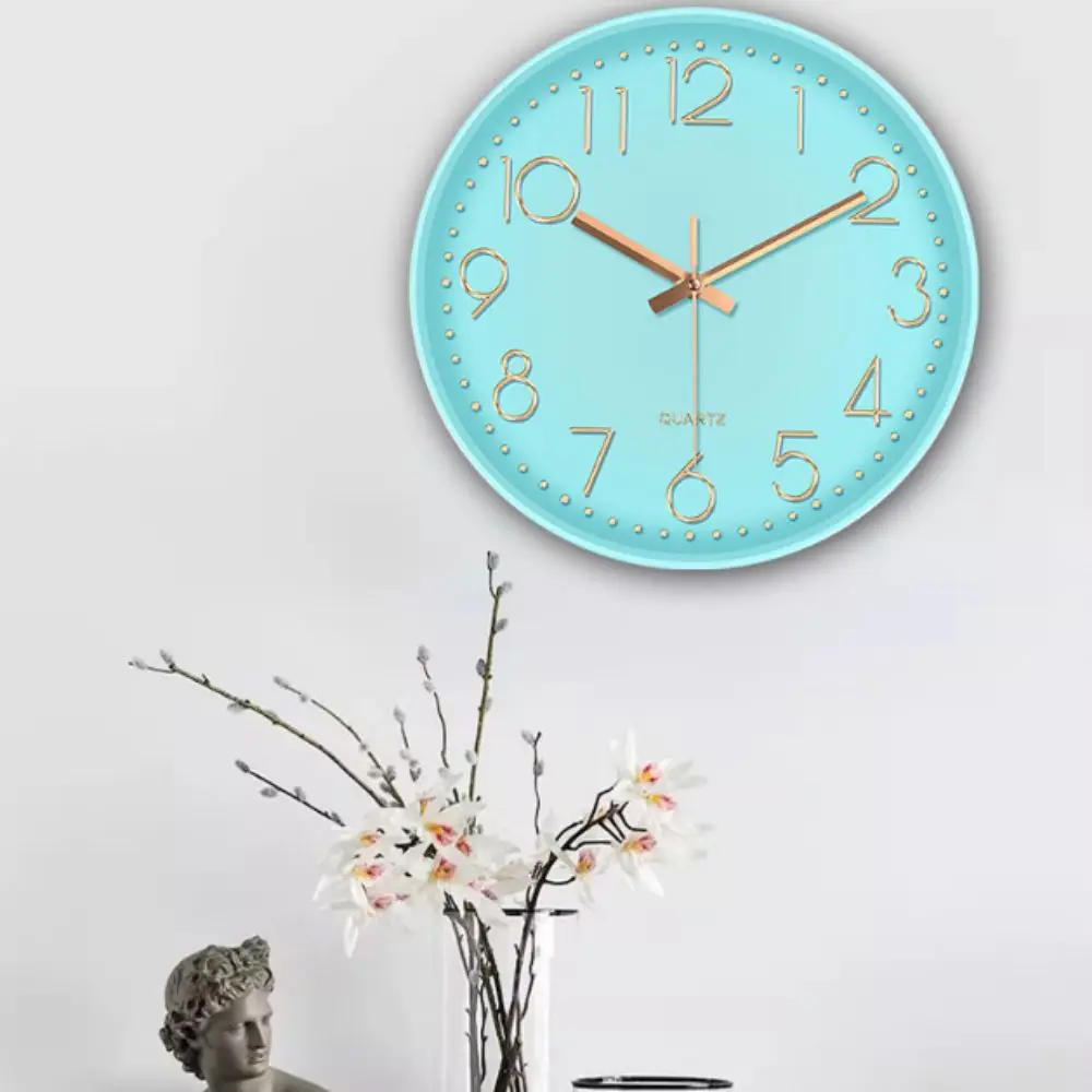 Creative Silent Nordic Wall Clock Round Non-Ticking Electronic Color Clock Multi-color Wall Hanging Clock Bedroom