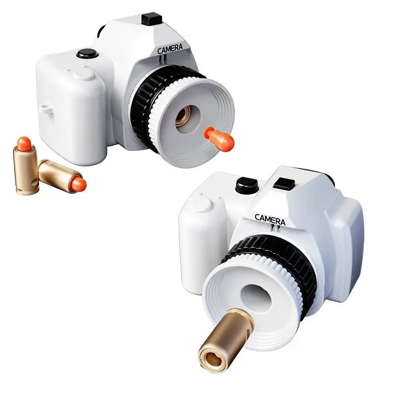 Trucco Divertente Fotocamera Giocattolo Pistola Shell Telecamere da lancio Giocattolo Creativo Decompressione Lancio Divertente Soft Bullet Spy Telecamere Giocattolo da tiro