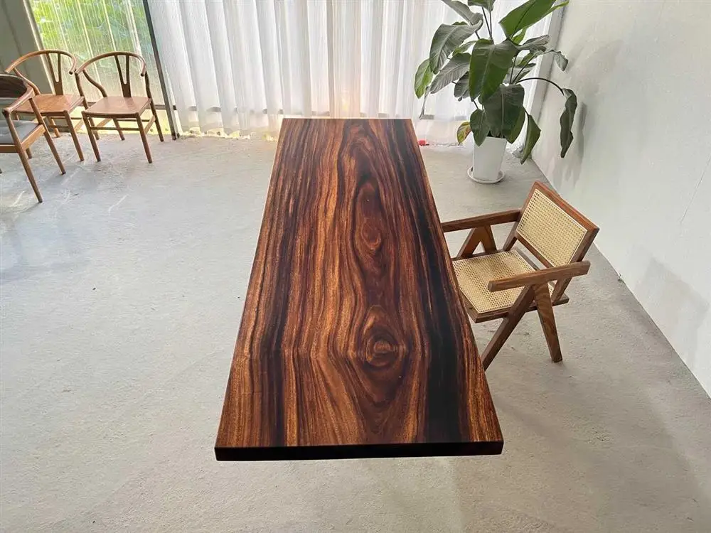 New Chinese walnut tea table dining table, South American walnut solid wood large board, size: 241-82-6