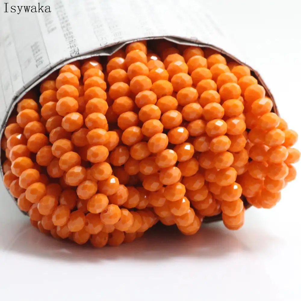 Isywaka Solid Orange Colors 4*6mm 50pcs Rondelle Austria faceted Crystal Glass Beads Loose Spacer Round Beads Jewelry Making