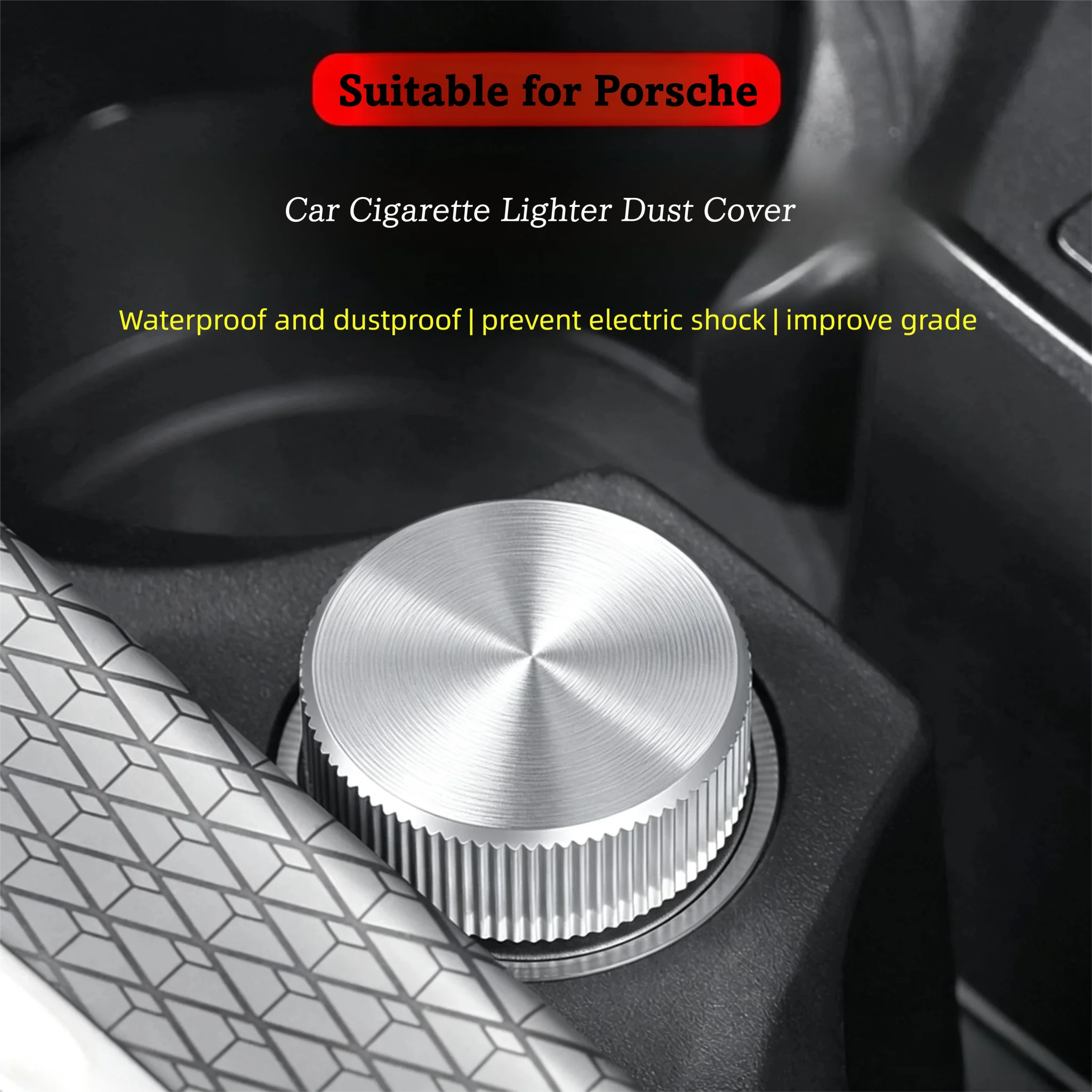 For Porsche Panamera 911 Cayenne Macan 718 Aluminum Alloy Car Cigarette Lighter Dust Cover Plug Socket Cap Interior Accessories